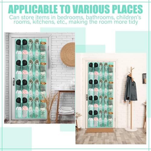 Windyun 1 Pcs 40 Pocket Over the Door Shoe Organizer Hang,Turquoise