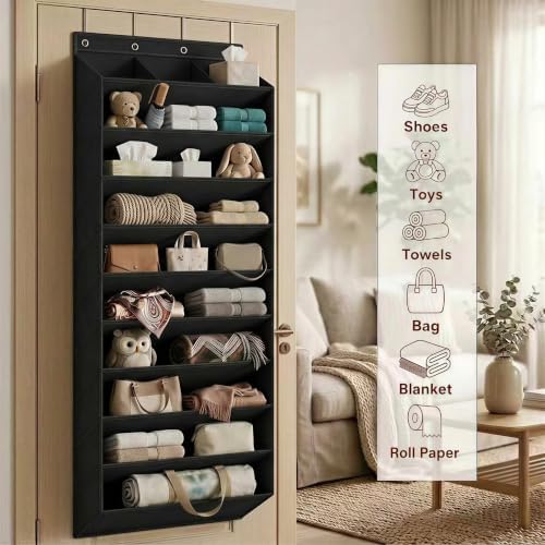 30 Pairs Over the Door Shoe Organizer, Extral Large Hanging Shoe Rack Storage for Closet, 10-Tier Heavy Duty Shoe Holder for Boots Sneakers (Black)