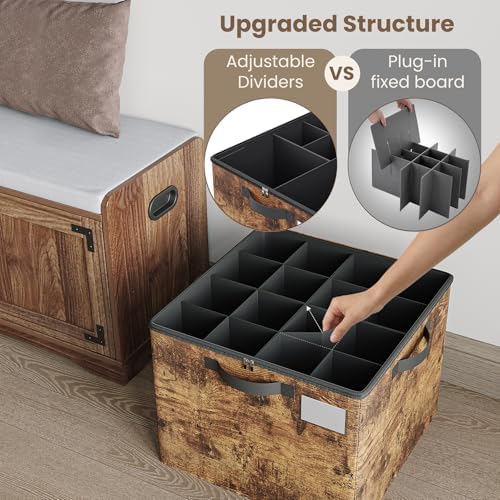 Varhomax Shoe Organizer Box for Closet, Fabric Storage Basket 2 Pack