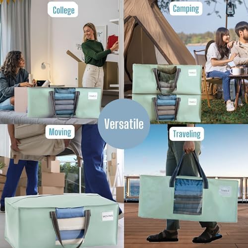 VENO Heavy Duty Moving Bags, Storage Bags, Clear Window, Light Green,8 Pack