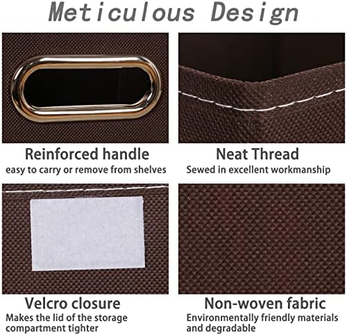 Closet Organizers Fabric Storage Bins With Lids Collapsible Cube Storages Organizer Basket With Handles,Storage Boxes for Clothes Storage,Office,Toys,3 Pack,(Coffee