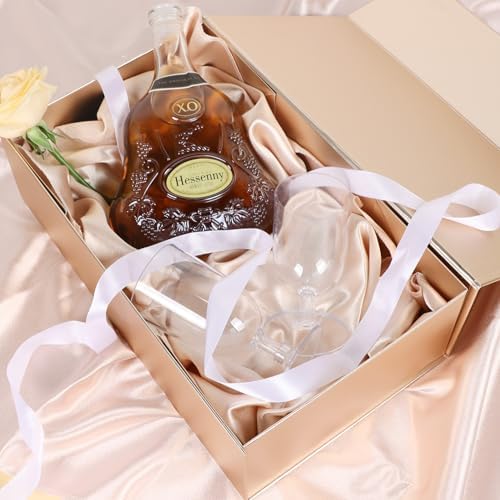 LFBOX Rose Gold Christmas Gift Box with Magnetic Lid 1 Pack | Large Bridesmaid Groomsman Proposal Boxes,13.8x8.3x4.4 in, Collapsible Rectangle Storage Box