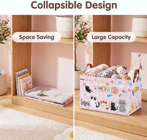 Cat Paw Toy Storage Basket,Square Toy Bin,Storage Bin for Pet Room Decor