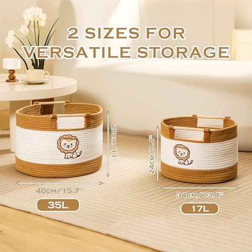 Toy Storage Bin Box for Kids Stuffed Animal Storage Basket for Blanket Baskets Living Room Cotton Rope Woven Baskets for Babies Toddlers Laundry Hamper for Nursery Play Room, Boys Gift Baskets Empty
