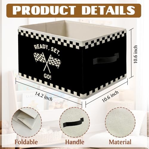 Race Car Room Decor,Black Racing Storage Bins Box