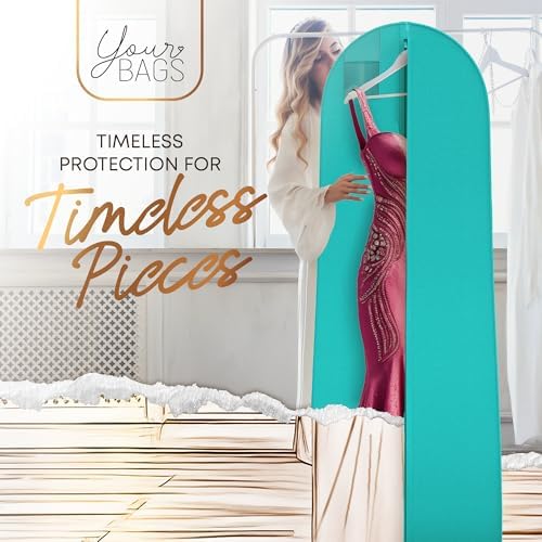 72" Tapered Long Dress Bags for Gowns - Wedding Dress Garment Bag for Dresses - Long Garment Bags for Hanging Clothes & Closet Storage, Dress Bag for Airplane