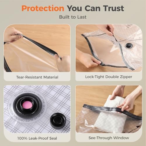 Nicetree 9-Pack Vacuum Bags for Travel with Rechargeable Pump, 3 Sizes