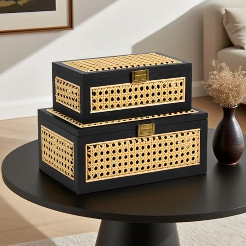 Rattan Storage Boxes Decorative Handmade Natural Wood Baskets