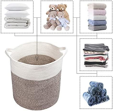 COMFY-HOMI XXXL Large Laundry Basket, Cotton Rope Nursery Woven Basket for Storage, Blanket Baskets Living Room Laundry Hamper, Dog Toy Storage Organizer, Home Decor