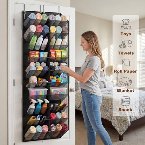 UVIAHOMI Over the Door Shoe Organizer for 20-30 Pairs, 10-Tier, Black