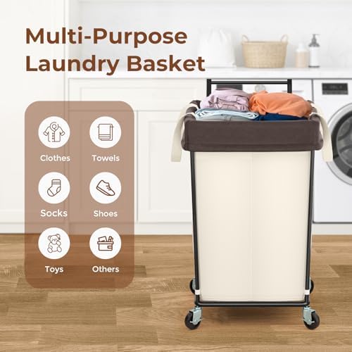 Rolling Laundry Hamper with Wheels and Handle, 160L Rolling Laundry Basket