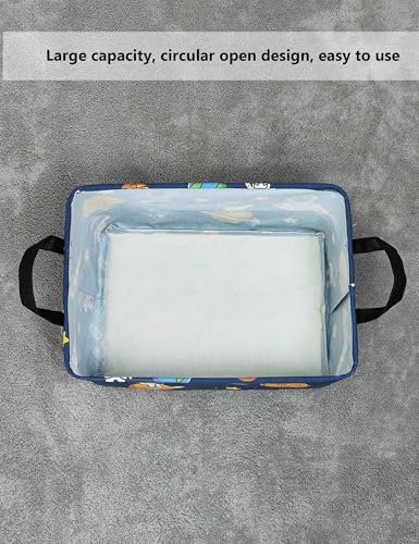 Rectangular Collapsible Laundry Basket with Side Handles, Star Astronaut