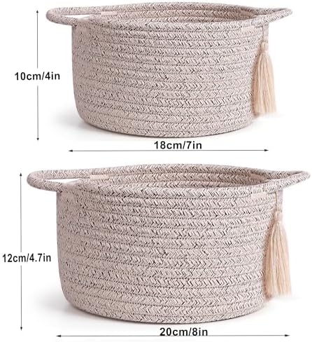 Small Gift Basket Empty to Fill, 2 Pack, Mini Woven Basket, Natural Beige