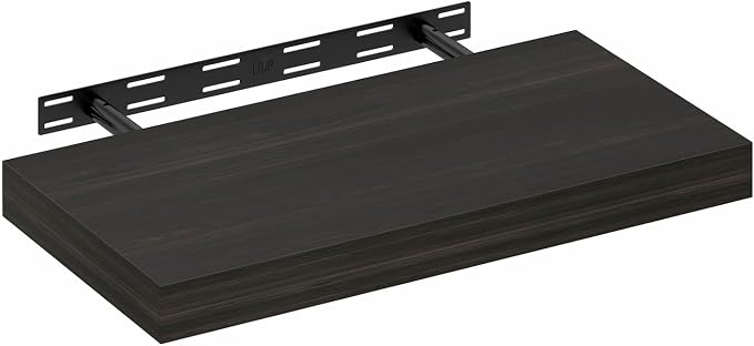 Furinno Tanna Floating Shelves for Wall, 12 x 24 Wall Shelf, Single Set Wall Mounted Floating Shelf with Invisible Bracket, 2-Inch Thick, for Bathroom, Living Room, Bedroom, Home Office, Tobacco Oak