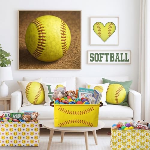 Boao 4 Pack Softball Storage Baskets for Gifts Empty Collapsible Laundry Storage Bins with Handles Foldable Boxes for Home Bedroom Office Holiday Toy Clothes Containers