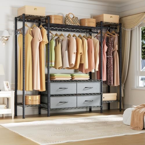 Golpart Heavy Duty Clothes Rack Metal Wardrobe with Adjustable Wire Shelves
