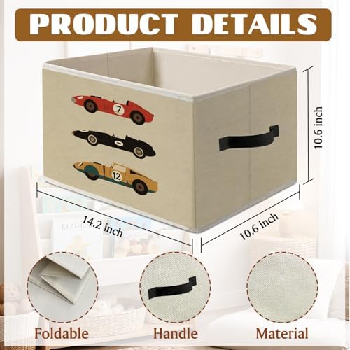 Race Car Boy Nursery Room Decor,Retro Boy Room Storage Bins Box