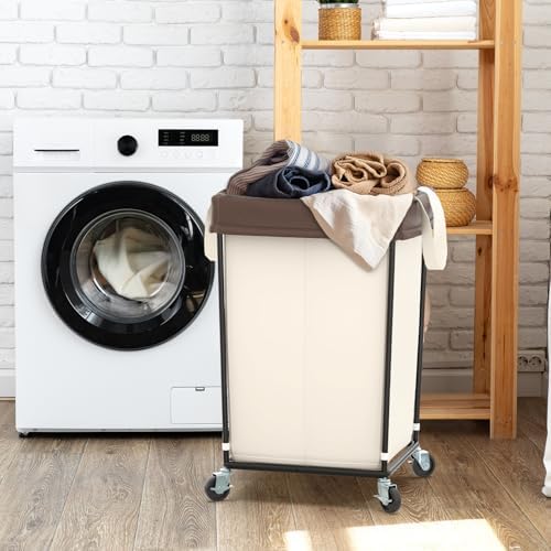 2PK Rolling Laundry Basket with Wheels, Rolling Laundry Hamper with Wheels