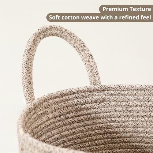 80L Large Woven Laundry Basket Hamper, 100% Natural Cotton Rope, Handwoven & Durable, Storage for Blankets, Toys, Clothes, Decorative Nursery Hamper for Living Room, Baby Room, Bedroom (Brown)