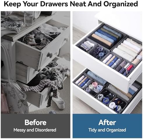 OTraki Drawer Organizer for Clothes & Underwear 10 Pack Bra Sock Organizer
