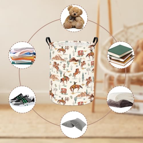 Western Cowboy Fabric Storage Bin,Nursery Organizer Basket