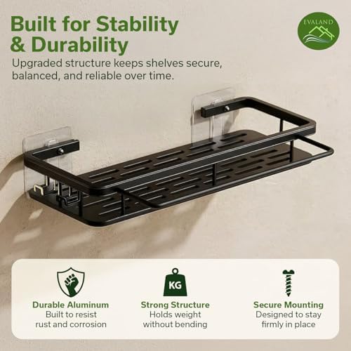 EVALAND Self Adhesive Shower Caddy Organizer 2-Pack No-Drill Storage