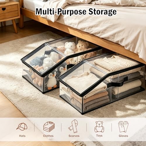 2 Pack Foldable Clear Baseball Cap Storage, Stackable Hat Organizer