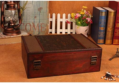 Cabilock Vintage Wooden Storage Box Large Desktop Book Storage Box for Documents Jewelry Postcards Sundries Home Decor 12.59 X 9.25 X 4.52 in