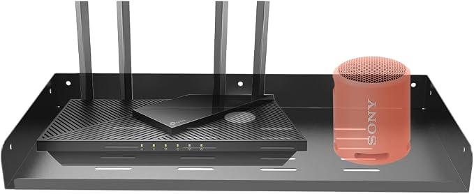 Metal Floating Wall Mounted Shelf Bracket 16.6" W for TV Box | AV, TV Accessories, WiFi Router, Cable Boxes, DVD Player, Games Consoles or Other Small Projectors (16.6 inches Width)