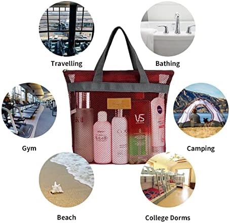 TOPASION Mesh Shower Caddy Bag Portable Hanging Toiletry and Bath Organizer with Zipper for Travel, Gym, Camping, College Dorms, Beach
