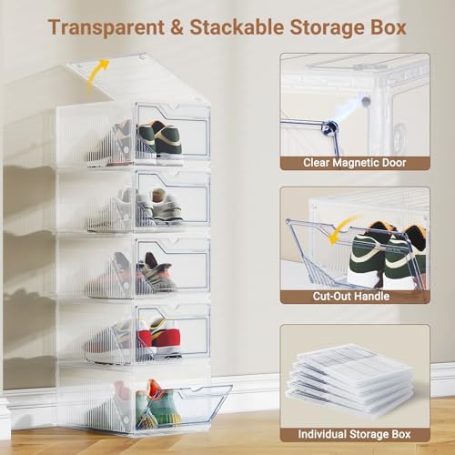 BROVIEW XX-Large Shoe Sneaker Storage Boxes for Size 14, 6 Pack Shoe Boxes