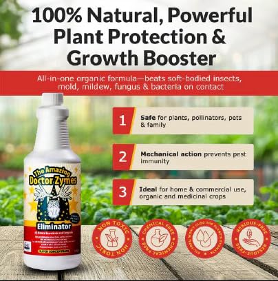 Eliminator Concentrate ā Organic Enzyme Insecticide & Miticide ā Safe Pest Control for Gardens, Crops, Homes & Pets ā Natural Bug Spray for Aphids, Mites, Whiteflies, Flies, Mildew & Fungus