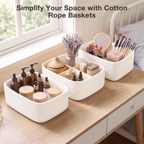 3 Pack Small Baskets for Organizing, Woven Storage Baskets for Shelves
