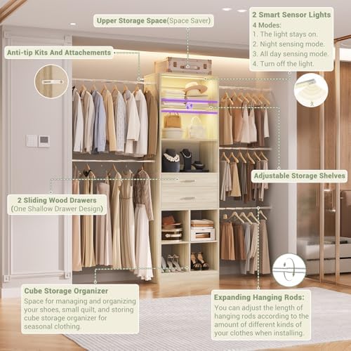 Besiost Closet System, Built in, Not Free Standing, Enclosed Storage Volume: 2.58 ft³, Greige Oak
