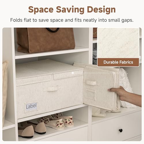 StorageWorks Large Decorative Storage Boxes with Lids, Rustic Linen