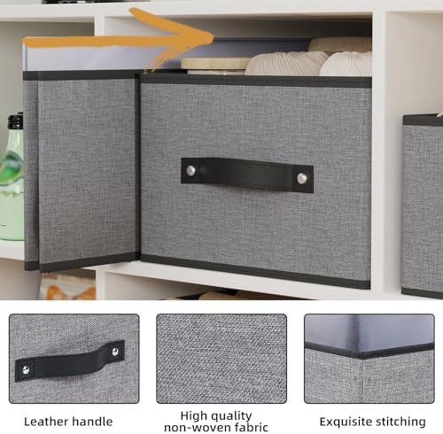 Fabric Closet Storage Boxes,18.5×11×7.9In,Gray Bins,4Pack