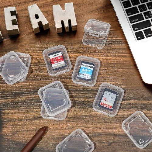 15Pcs SD/SDHC Memory Card Case Holder, Standard SD Plastic Storage Boxes, Clear Compact