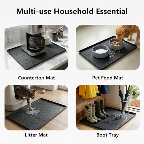 Mateeylife Under Sink Mat Kitchen Waterproof, Silicone Sink Tray 22"X19"