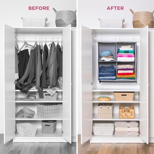 HOLDN’ STORAGE Hanging Closet Organizer with Garment Rod, 4-Shelf