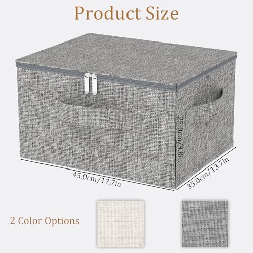Underbed Storage Boxes with Zippers,17.7x13.7x9.8in,Grey,2 Pack