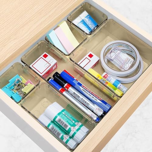 25 PCS Drawer Organizer Set, 5 Size Bathroom and kitchen organizer Trays | Bathroom and kitchen Drawer cabinet organizer Trays, Clear Storage Bins for Makeup, Jewelry, Utensils and Gadgets
