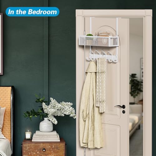 Over The Door Hooks Organizer, Over Door Towel Rack,Fits Doors 1 3/4"