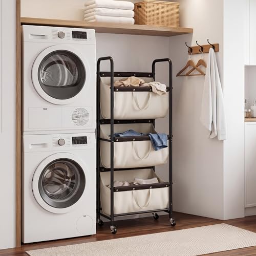 GRANNY SAYS 3 Tiered Laundry Sorter, Narrow Hamper Cart with Wheels
