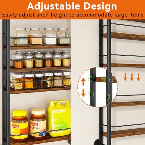 IBUYKE Over the Door Spice Organizer,Door or Wall Mount,Brown TLJ028H