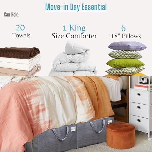 VENO 10 Pack Extra Large Heavy Duty Moving Bags with Wide Opening & Reinforced Handles, Reusable Storage Tote Bags with Strong Zippers for Clothes, College Dorm Essentials & Moving Supplies