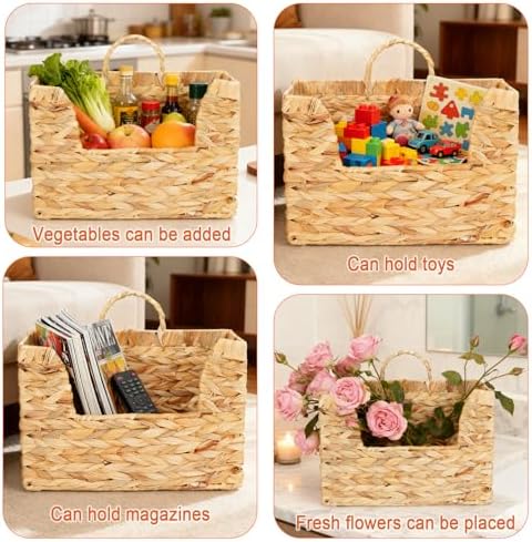 Extra-Strong Woven Wall Hanging Basket Organizer Decorative Handwoven Wicker Storage Organizer ,Space Saving Hanging Helf With Handles Perfect for Home ,Kitchen, Bathroom, Office Decor