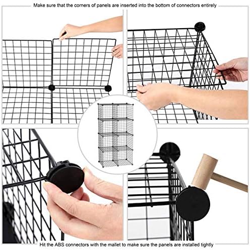 C&AHOME Wire Cube Storage, 8-Cube Organizer Metal C Grids Storage, Storage Bins Shelving, Modular Book Shelf, DIY Closet Cabinet Ideal for Living Room, Home, Office 24.8" L x 12.4" W x 48.4" H Black