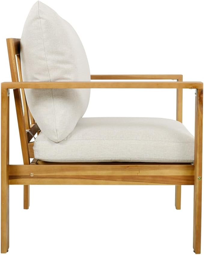 Outdoor Patio Single Chair with Cushions for Backyard Relaxation and Garden Seating
