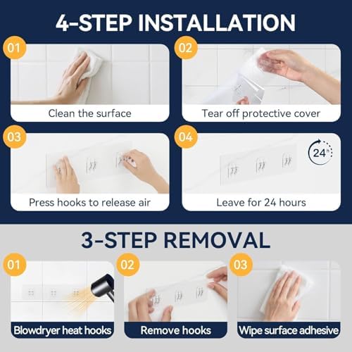 YASONIC 14-Pack Shower Caddy Adhesive Replacement - Transparent Shower Adhesive Strips, No Drilling Hooks for Bath Storage Shelves, Kitchen Racks, Basket & Soap Holder