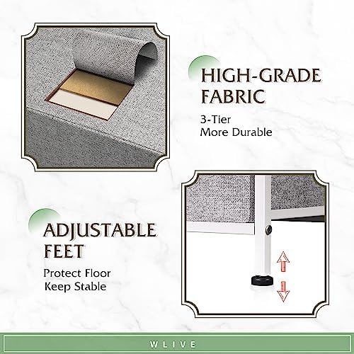 WLIVE 5 Drawer Fabric Dresser for Bedroom, Wide Storage Chest, Light Grey